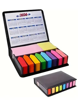1 набор красочных удобных наклеек Набор организационных многоцветных наклеек Кожаная упаковочная коробка Календарь на 2024 год и многое другое