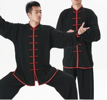 Унисекс униформа для боевых искусств кунг-фу, костюмы для тайцзи-цюаня, одежда для тренировок по ушу, красный / синий /серый /черный
