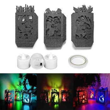 Беспламенный светодиодный абажур для свечей на Хэллоуин, бумажные обертки для замка, Свадебный фестиваль, новогодние украшения, Y5GB