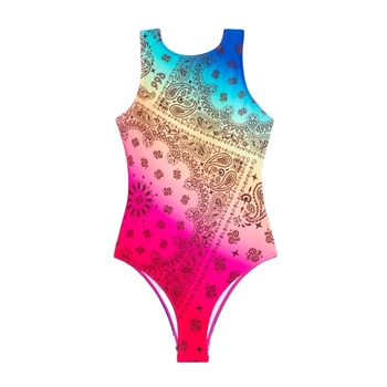 Женские купальники-монокини градиентного цвета с глубоким вырезом без спинки, цельный купальник, летняя пляжная одежда, купальный костюм