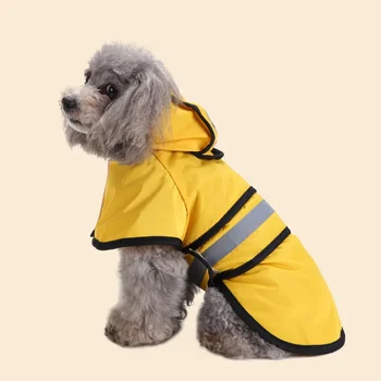 Непромокаемый плащ для большой собаки, регулируемая Водонепроницаемая одежда для домашних животных, Легкая Дождевик, пончо, толстовки со светоотражающими полосками
