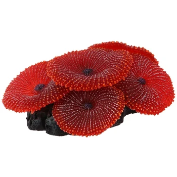 2X Украшение для аквариума с искусственными рыбками Коралловый орнамент из морских растений Силиконовый Нетоксичный красный