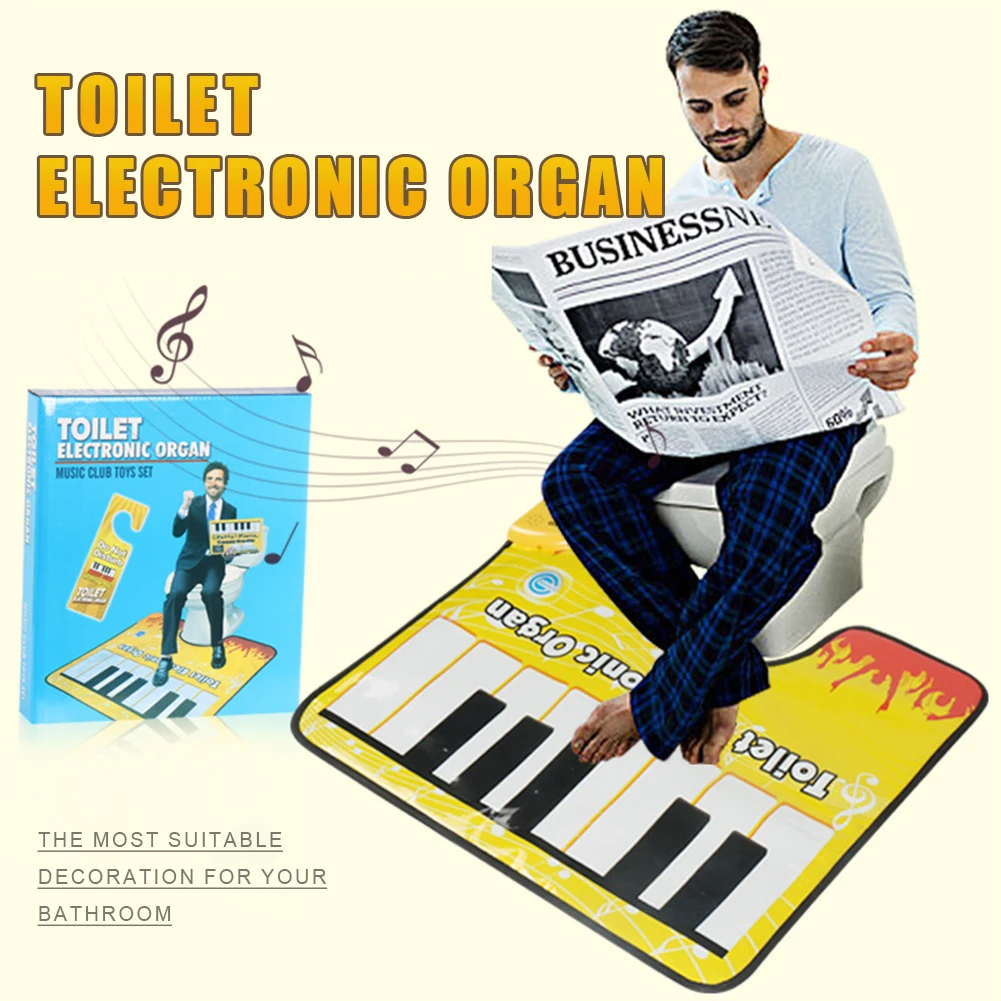Коврик для туалетного пианино, Новинка, ковер со звуком пианино в ванной, музыкальная клавиатура с забавным носком, коврик для унитаза для ванной Изображение 0